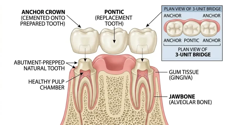 How a dental bridge works dental crown anchors